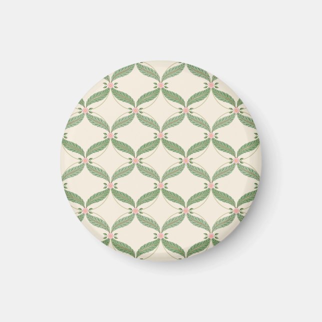 Einfaches Blätter-Blumen-Rastermuster Magnet (Vorne)