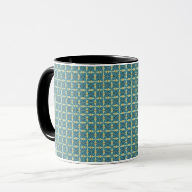 Einfaches Blätter-Muster in Blau Tasse (Vorderseite Links)