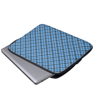 Einfaches Blau/Babyblau Gingham diagonale Karos Laptopschutzhülle