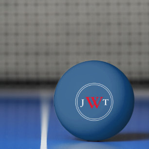 Einfaches Blau mit Rot-Weiß-Monogramm Tischtennisball