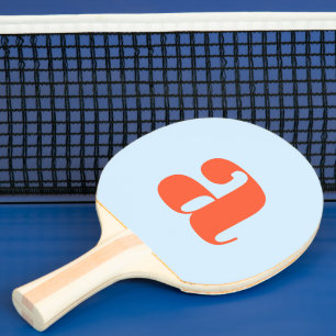 Einfaches Blau Orange Fett Retro Monogramm Initial Tischtennis Schläger