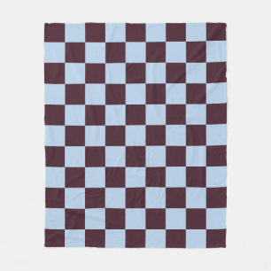 Einfaches Blau und Burgunder Chic Schachbrettmuste Fleecedecke