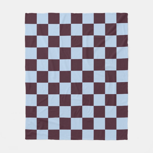 Einfaches Blau und Burgunder Chic Schachbrettmuste Fleecedecke (Vorderseite)