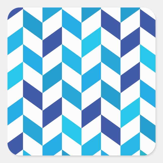 Einfaches Blaue Ringbein-Muster Quadratischer Aufkleber (Vorderseite)