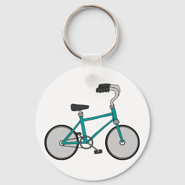 Einfaches blaues Fahrrad Retro-Fahrrad Schlüsselanhänger (Vorderseite)