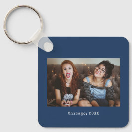 Einfaches blaues Minimalistisches Foto Schlüsselanhänger