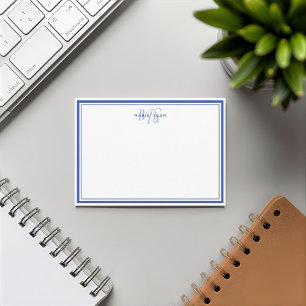 Einfaches Blaues Minimalistisches Monogramm Zwei R Mitteilungskarte