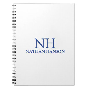 Einfaches blaues Monogramm Modern Notizblock
