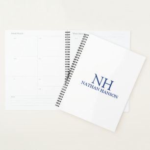 Einfaches blaues Monogramm Modern Planer