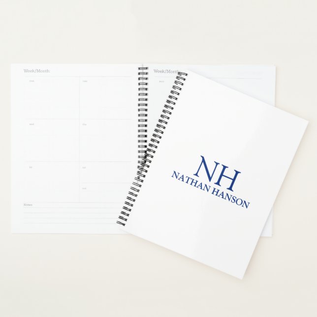 Einfaches blaues Monogramm Modern Planer (Anzeige)