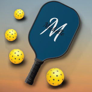 Einfaches Blaues Monogramm Pickleball Schläger