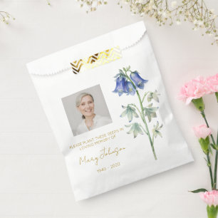 Einfaches Blauglöckchen-Foto-Trauer-Samen Geschenktütchen
