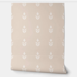 Einfaches Blockdrucken Blumenerbe Rosa und Beige Tapete