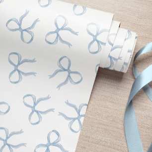 Einfaches Blue Bow Wrapping Paper Geschenkpapier