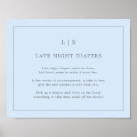 Einfaches Blue Late Night Diapers Baby Showspiel