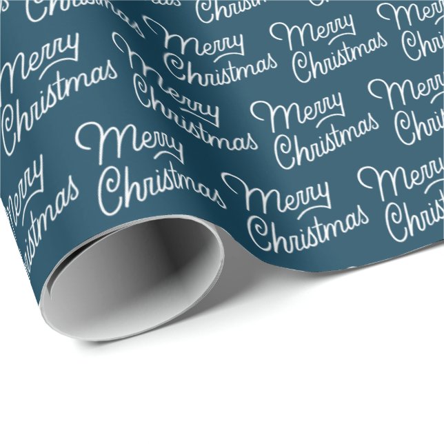 Einfaches Blue Merry Weihnachtswrapping Paper Geschenkpapier (Rolleneckpunkt)