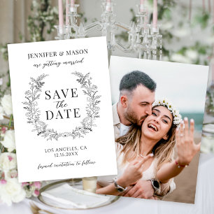 Einfaches Blumengestein Save the Date Foto Einladung