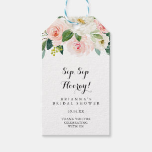 Einfaches Blumengrün Sip Hooray Brautparty Geschenkanhänger