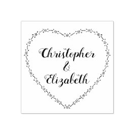 Einfaches Blumenherz-Kreide-Land Hochzeitsskript Gummistempel