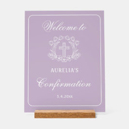 Einfaches Blumenkreuz auf Lilac-Bestätigung Willko Acrylschild