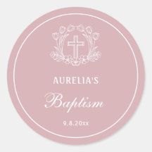 Einfaches Blumenkreuz auf rosa Taufe