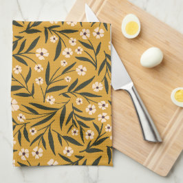 Einfaches Blumenmuster in Mustard Yellow und Green Geschirrtuch