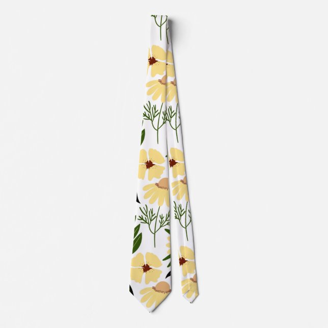 Einfaches Blumenmuster weiß Krawatte (Vorderseite)