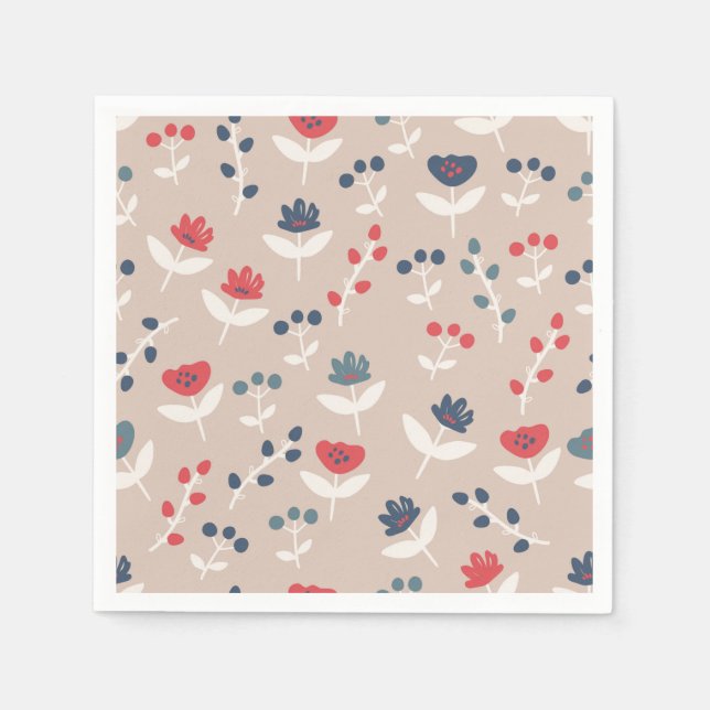 Einfaches Blumenrosa Landhaus Stilvoll Serviette (Vorderseite)