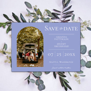 Einfaches Bogen-Foto Immergrün Save the Date