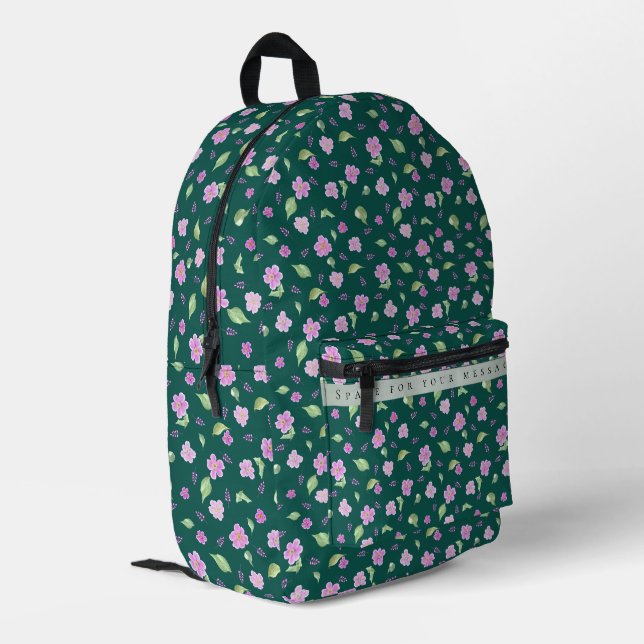 Einfaches botanisches Blumenmuster Bedruckter Rucksack (Rückseitige Ecke links)