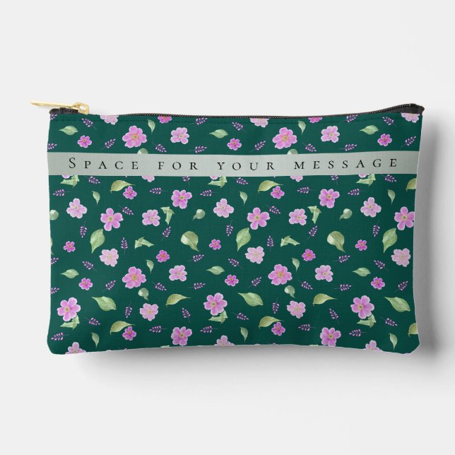 Einfaches botanisches Blumenmuster Zubehörtasche (Vorderseite)