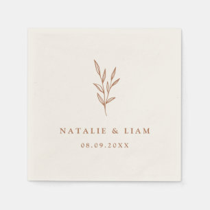 Einfaches botanisches Burnt Orange Wedding Napkins Serviette