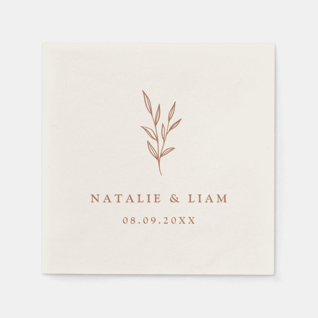 Einfaches botanisches Burnt Orange Wedding Napkins Serviette (Vorderseite)