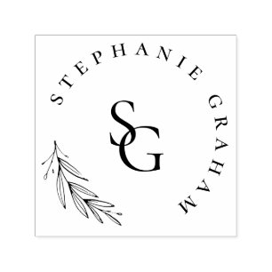 Einfaches botanisches Firmenlogo Monogramm-Initi Permastempel