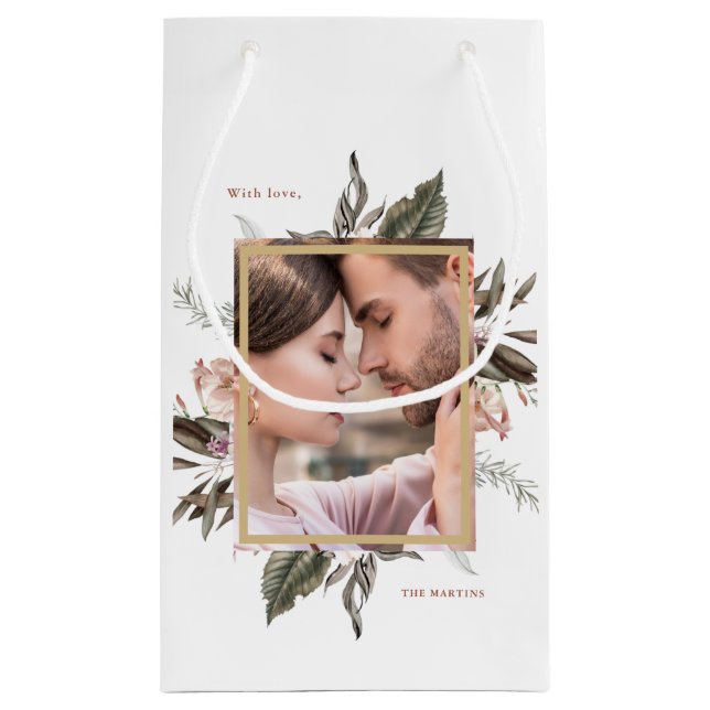 Einfaches botanisches Foto und Name Kleine Geschen Kleine Geschenktüte (Rückseite)