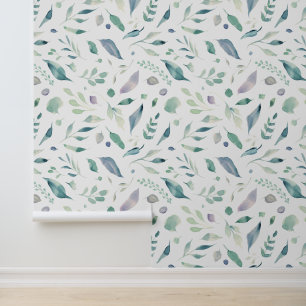 Einfaches botanisches Leaf-Muster Tapete
