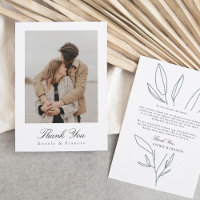 Einfaches Botanisches Stem Wedding Foto Dankeschön