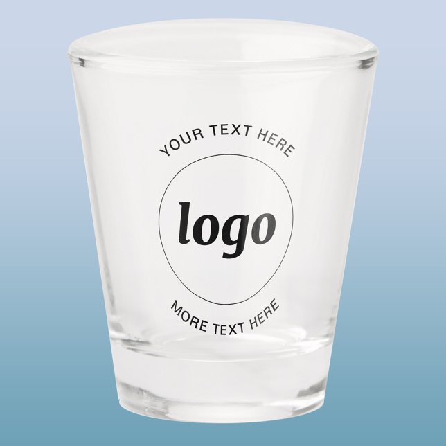 Einfaches Branding für Logos und Text Schnapsglas (Simple logo with custom text promotional business branding shot glass for corporate event trade show)
