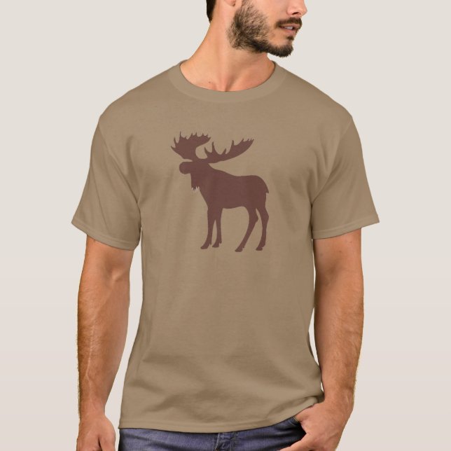 Einfaches braunes Elchsymbol T-Shirt (Vorderseite)