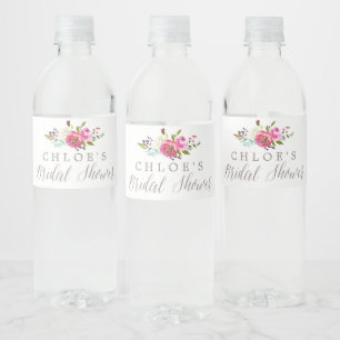 Einfaches Brautparty mit Blumenwasser Bouquet Wasserflaschenetikett