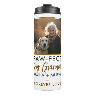 Einfaches Brown & Black Text Dog Oma Foto Thermosbecher