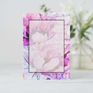 Einfaches Budget Hochzeit lila Tulpen  Einladung