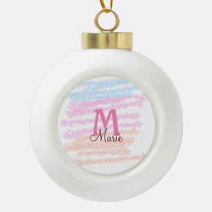 Einfaches buntes Glitter-Funkeln-Add-Name-Monogram Keramik Kugel-Ornament