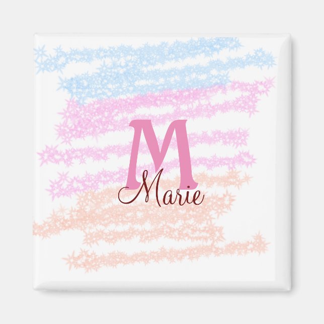 Einfaches buntes Glitter-Funkeln-Add-Name-Monogram Magnet (Vorne)