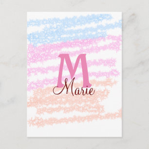 Einfaches buntes Glitter-Funkeln-Add-Name-Monogram Postkarte