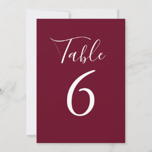 Einfaches Burgund Chic Schrift Tischnummer