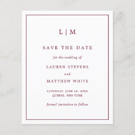 Einfaches Burgundy Budget Hochzeit speichern Sie d