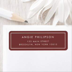 Einfaches burgundy Red Modern Return Address Label