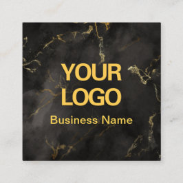 Einfaches Business-Logo Elegante Schwarz-Gold-Marm Quadratische Visitenkarte