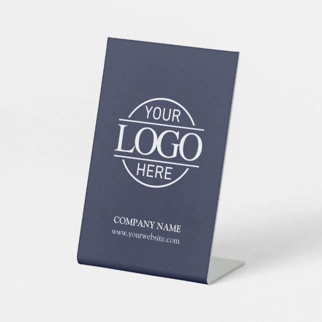 Einfaches Business-Logo für Navy-Unternehmen Sockelschild (Vorderseite)